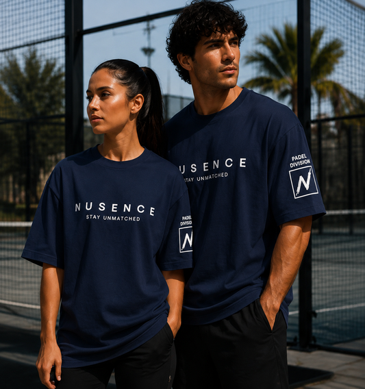 Padel Division Unisex Oversized Heavyweight T-Shirt - Navy