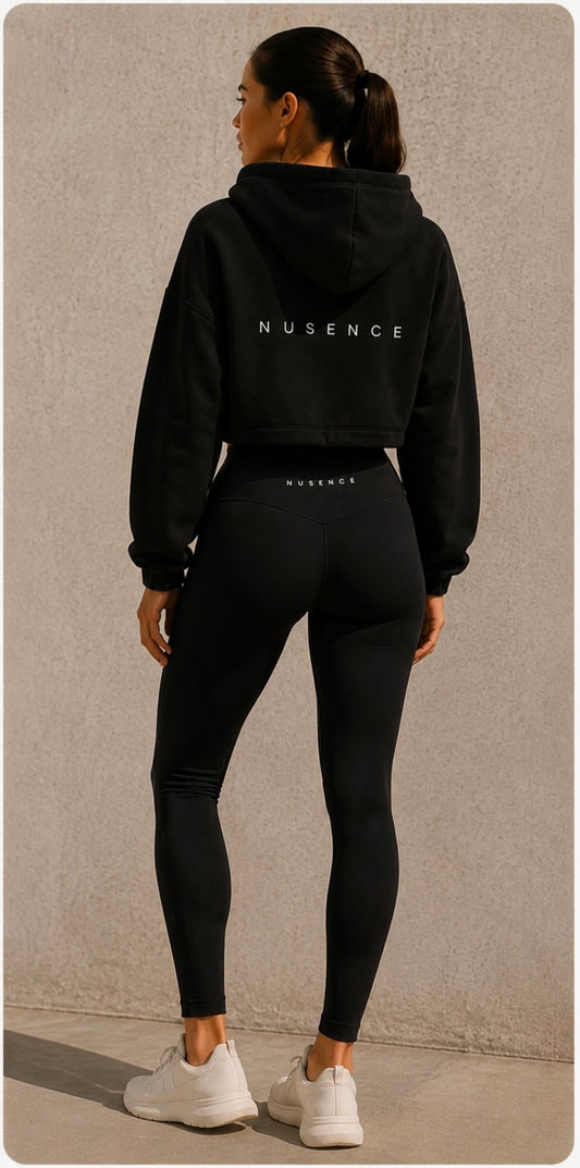 Cropped Oversized Hoodie - Black