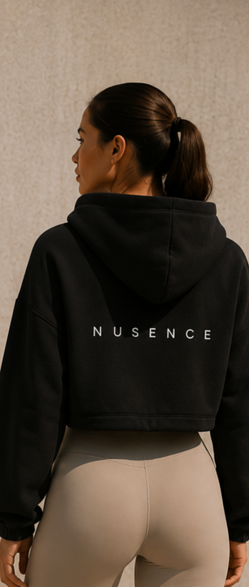 Cropped Oversized Hoodie - Black