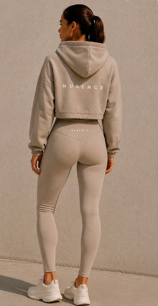 Cropped Oversized Hoodie - Stone