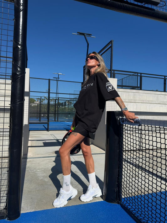 Padel Division Unisex Oversized Heavyweight T-Shirt - Black